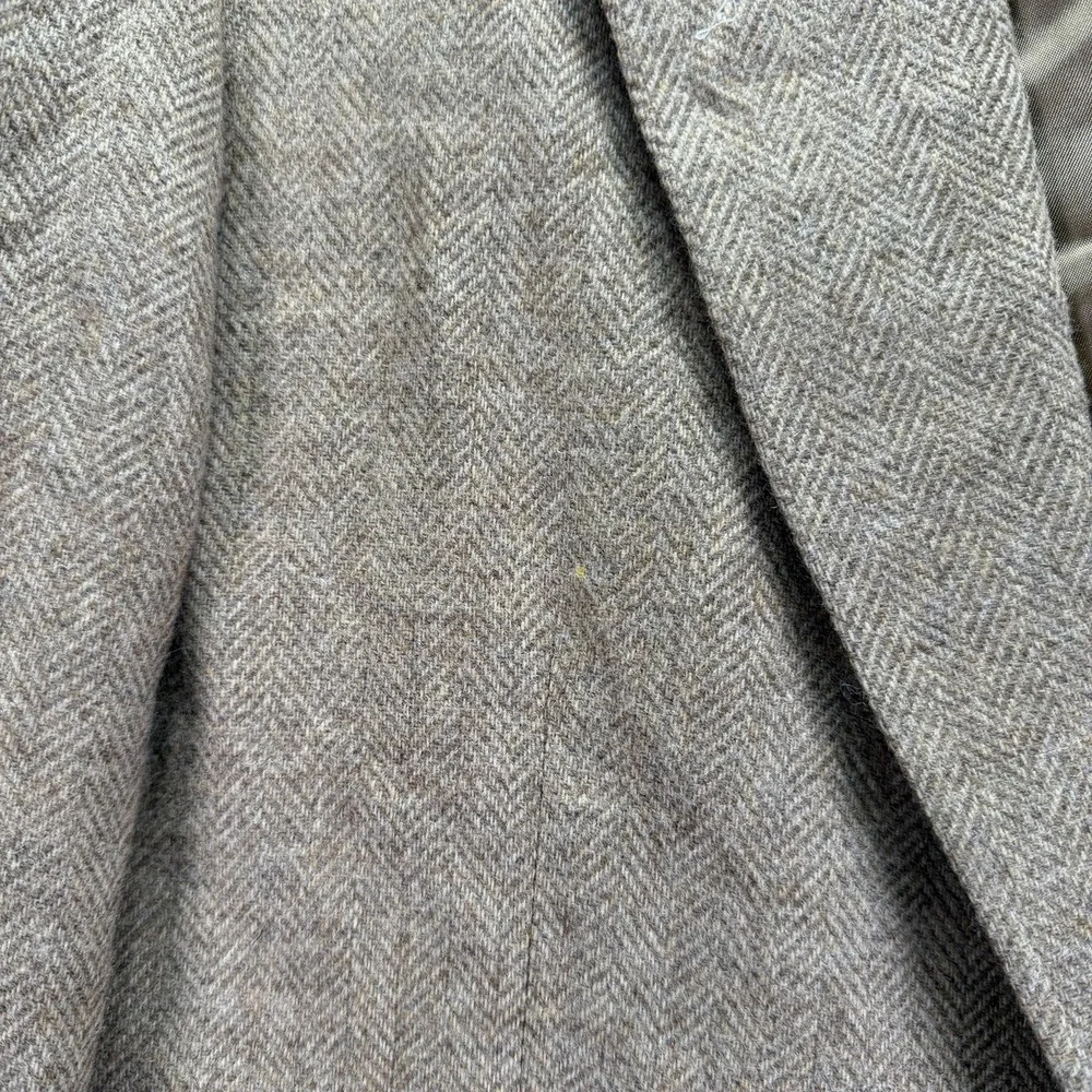 Vintage Lands End Blazer Mens 44R Brown Lambswool Two Button Tweed Herringbone